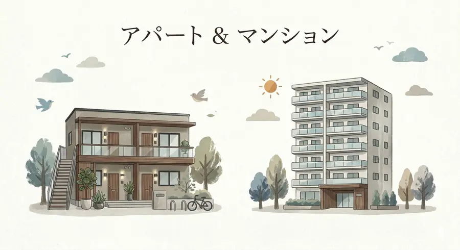 アパートとマンションの違いを解説するイメージ画像