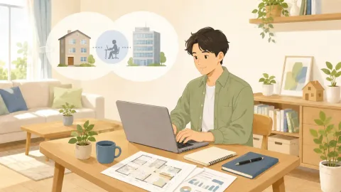 居住用賃貸を事務所利用しているイラスト