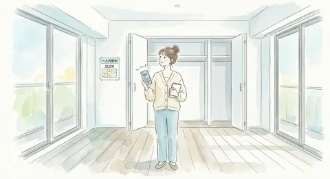 内見を一人でするイメージ　セルフ内見