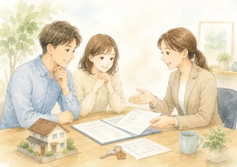重要事項説明を受けるイラスト