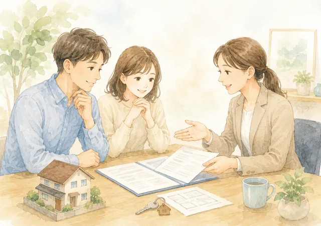 重要事項説明を受けるイラスト