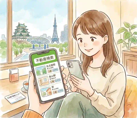 名古屋の物件をSUUMOで検索するイメージ