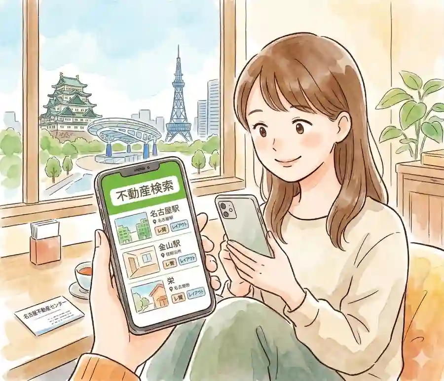 名古屋の物件をSUUMOで検索するイメージ