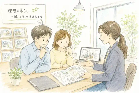 仲介手数料の説明を受けるイラスト